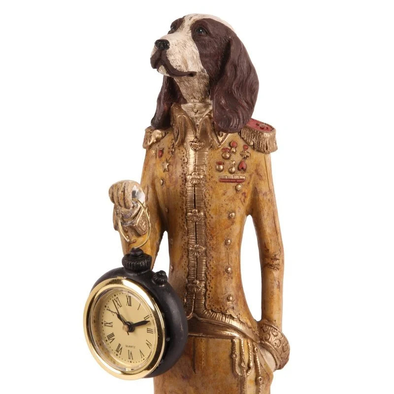 Dog Standing With Clock Yellow