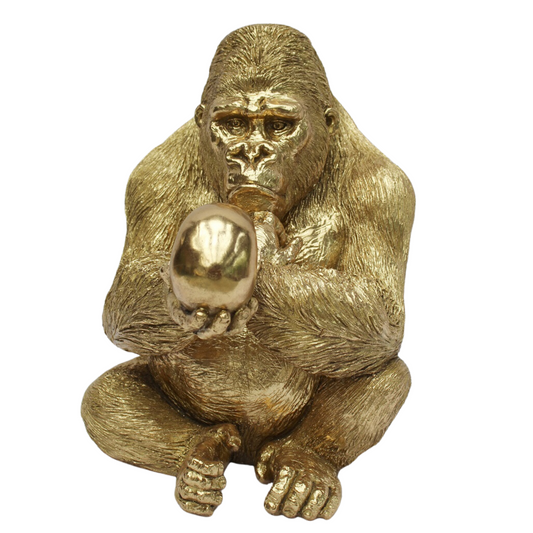 Gorilla Met Schedel In Hand Goud