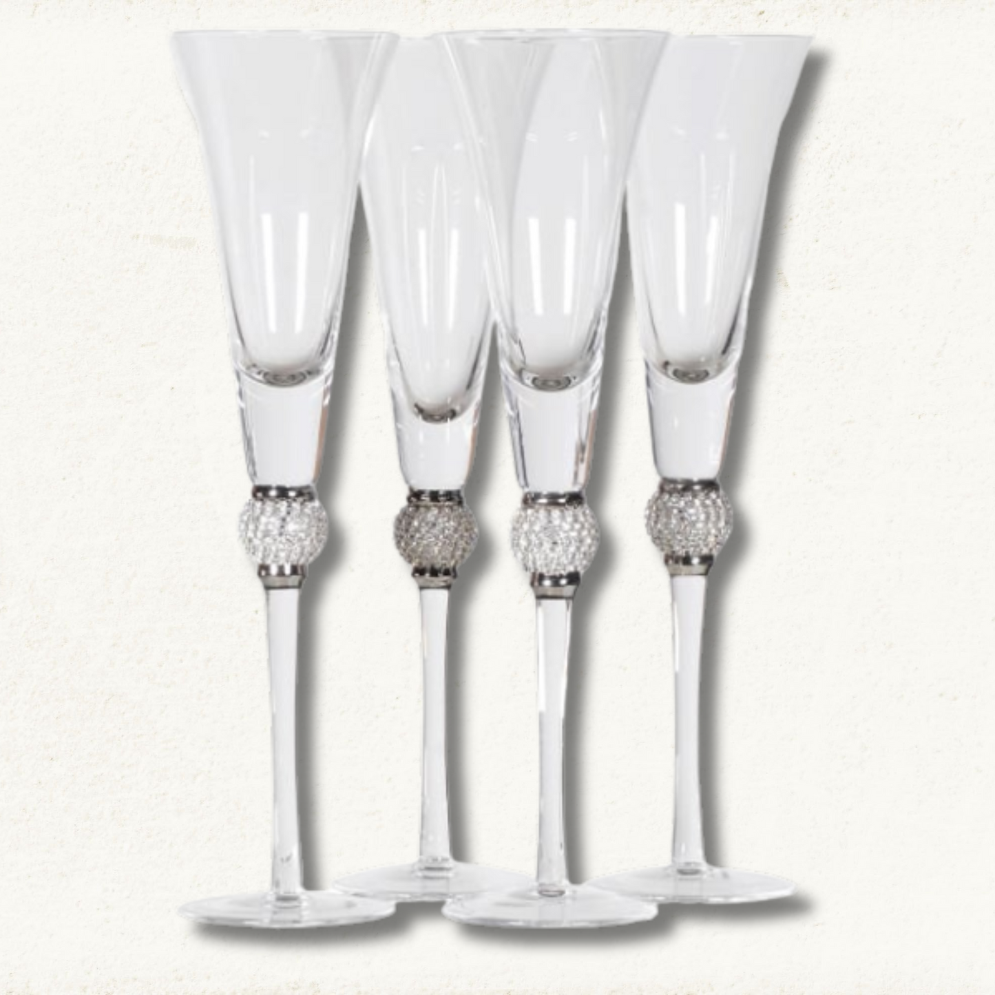 4x Zilver Kristal Champagneglas (prijs per glas)