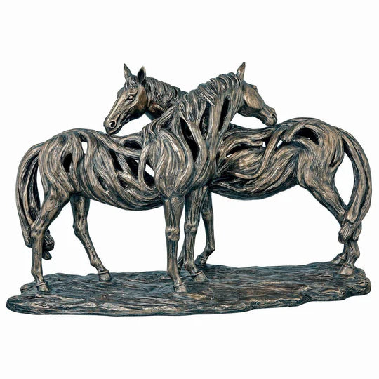 Bronze Horse Embrace On Foot