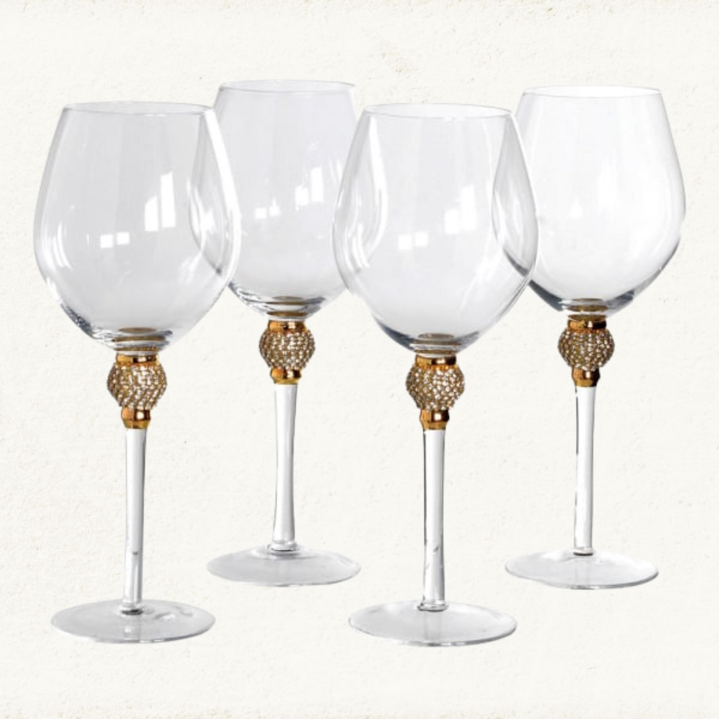 4x Goud Kristal Rode Wijnglas (prijs per glas)